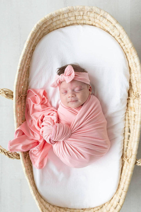 Swaddle Blanket, Hat & Headband Set - Pink - Stroller Society