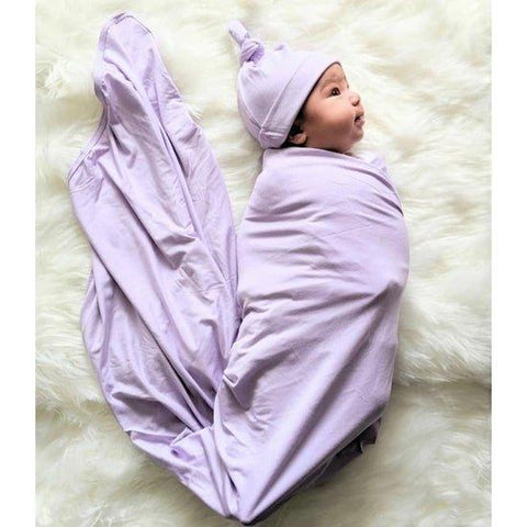 Swaddle Blanket, Hat & Headband Set - Purple - Stroller Society