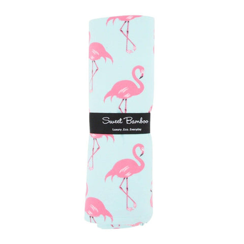 Swaddle: Flamingo Aqua - Sweet Bamboo