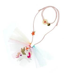 Unicorn Coral Glitter Wings Necklace - Lilies & Roses NY