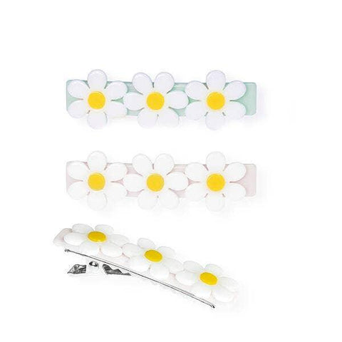 White Daisies Pastel Hair Clips Set - Lilies & Roses NY