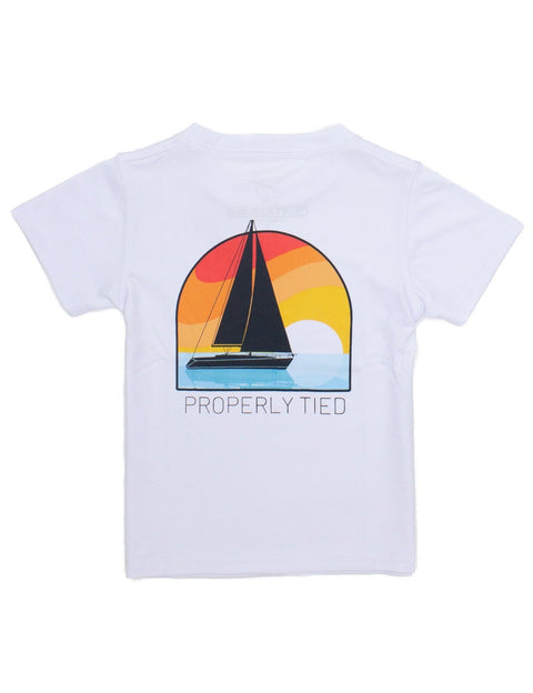 White Sailboat Performance Tee - Properly Tied