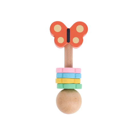 Petit Collage Wood Shaker Butterfly Rattle Wooden Toys for Kids at Butter Bug Boutique